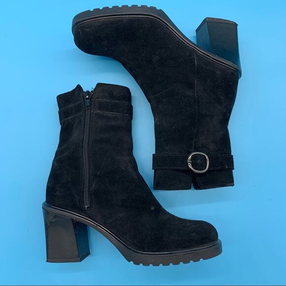 La Canadienne Black Suede Booties-6.5M - Picture 3 of 11